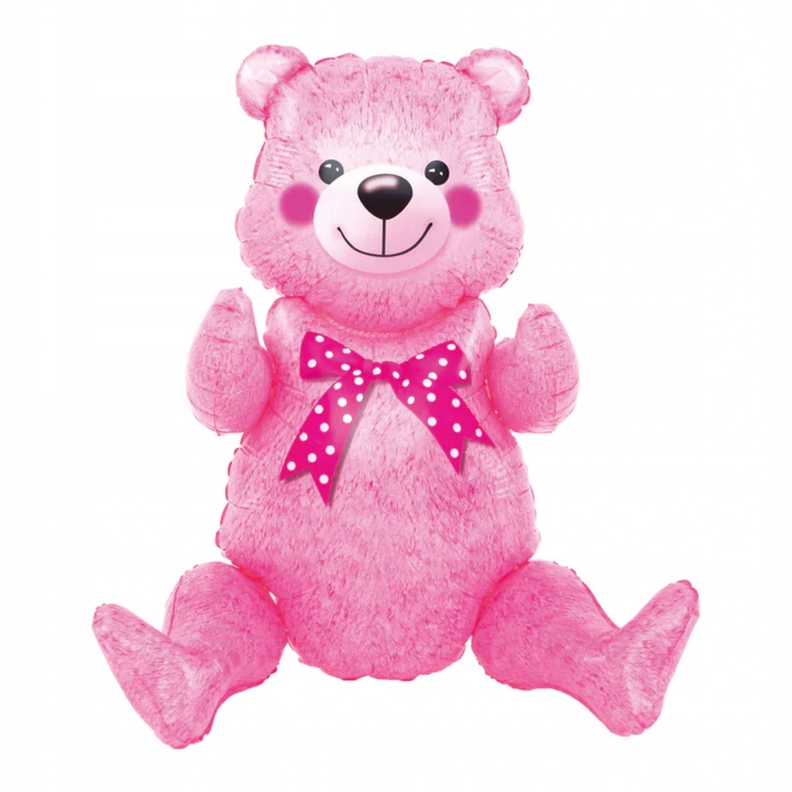 Balon din Folie Metalizata, Flippy, Figurina Animalute, Model Ursulet Asezat, Tematica Aniversare, 44x82.5 cm, Ambalaj Individual, Pai Inclus, Umflare cu Aer sau Heliu, Roz
