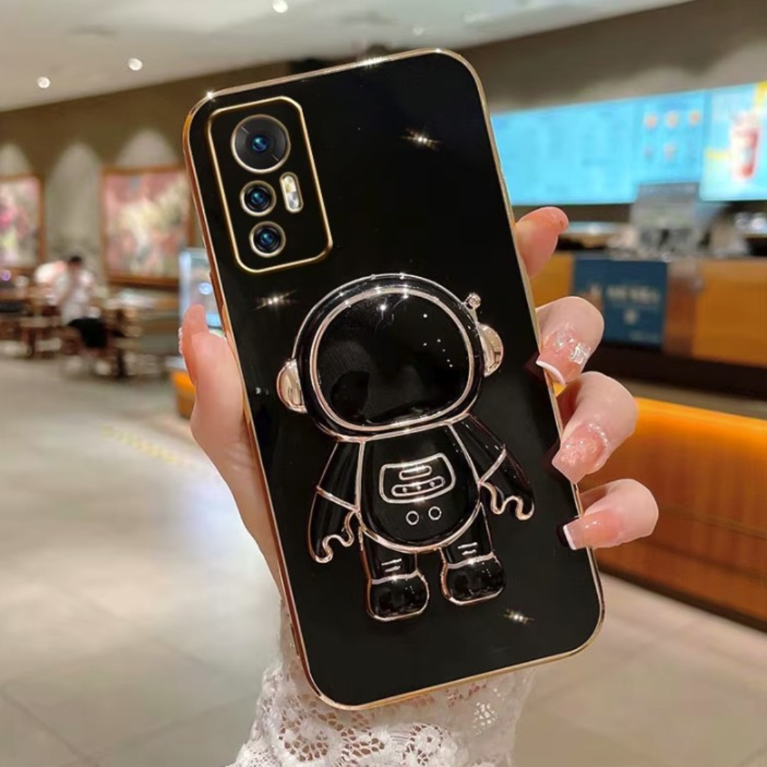 Husa de Protectie 2 in 1, Flippy, Husa de Protectie pentru Samsung Galaxy A15/A15 5G, Model Astronaut cu Suport, din TPU, Negru