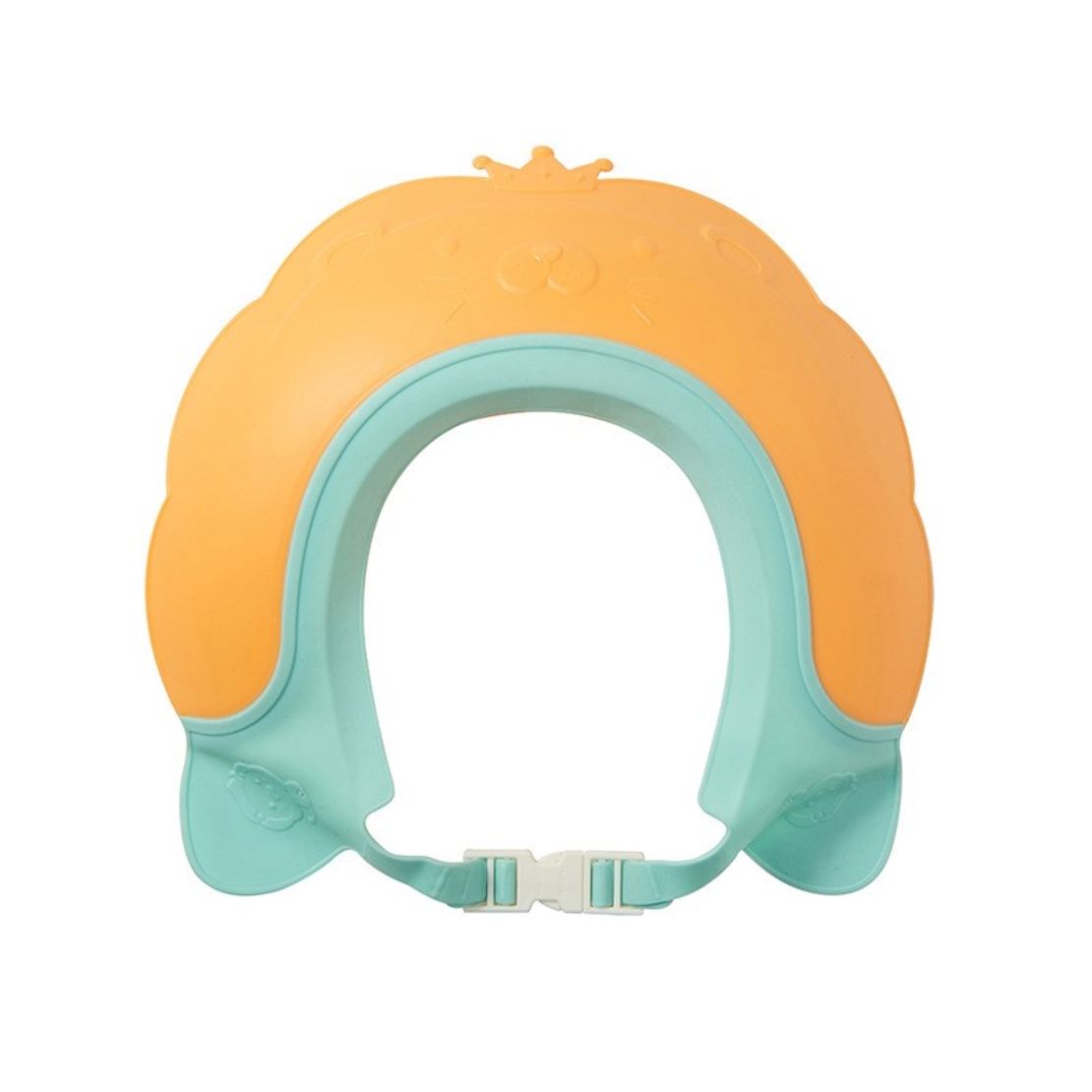 Viziera de Protectie Baie Pentru Copii, Fippy, Model Coronita Leu, Dimensiune ajustabila, Durabil, Usor de curatat, Impotriva Samponului, pentru Ochi si Urechi, TPE+PP, 21x20.5 cm, Portocaliu
