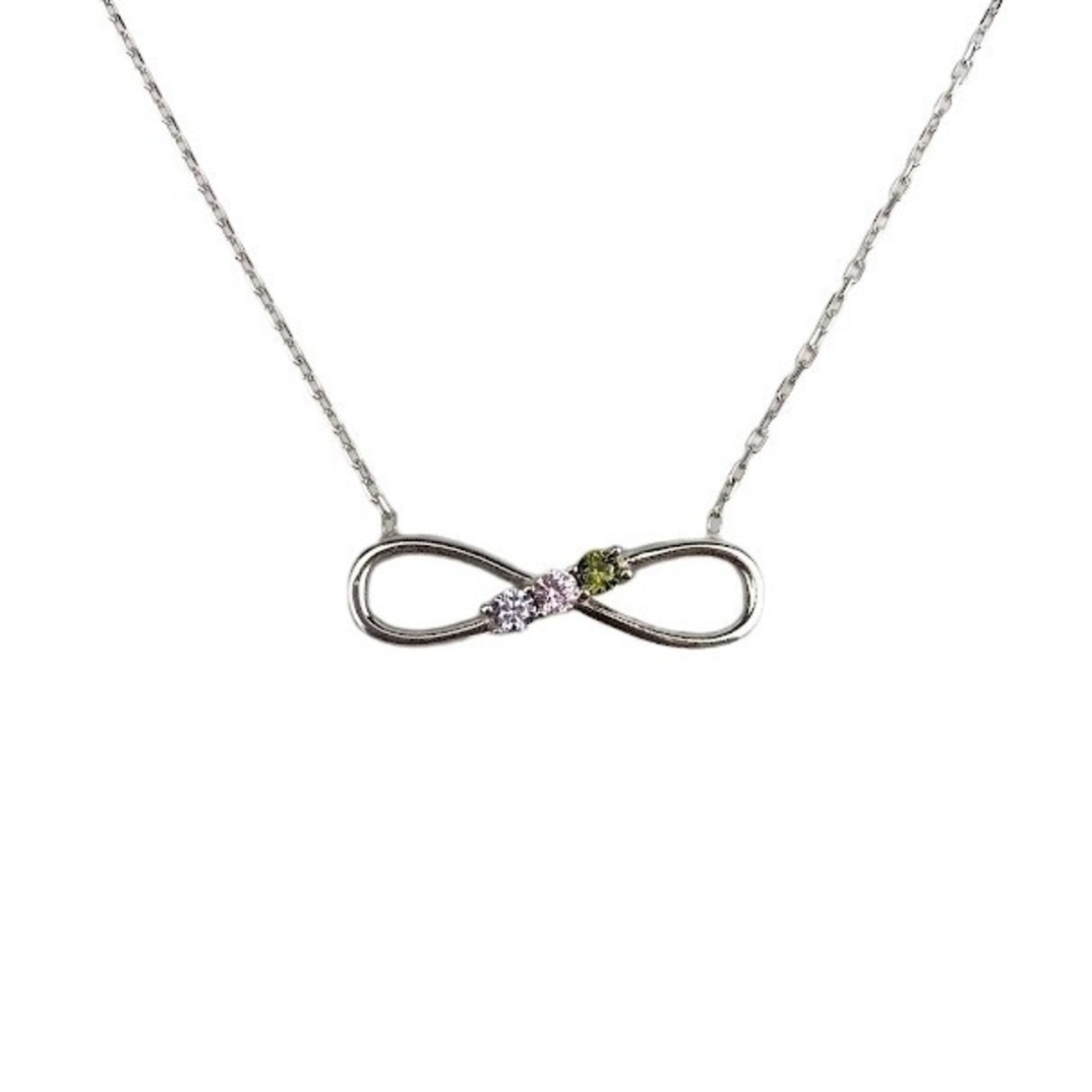 Colier Argint 925, Infinit cu Trei Zirconii Multicolore 40 cm