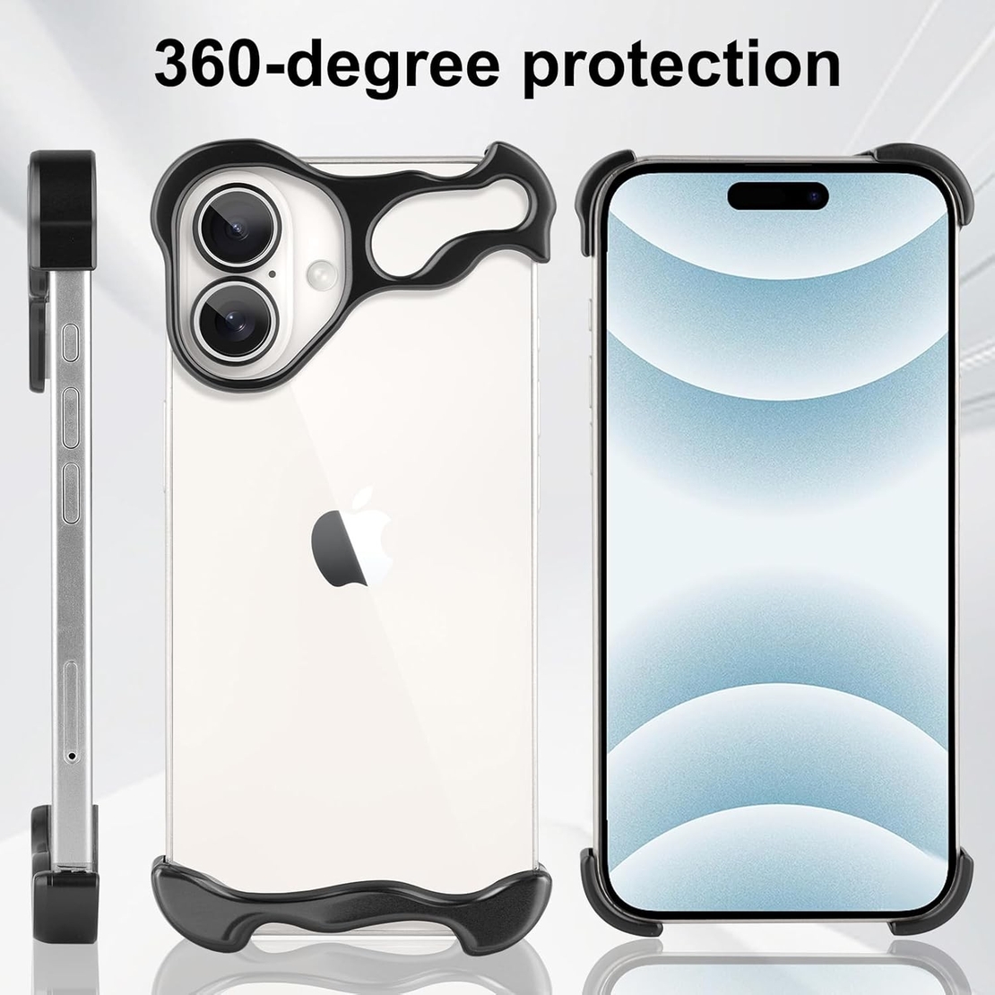 Husa Metalica Compatibila cu iPhone 16 Plus, Flippy, Protectie pentru Colturile Telefonului si Camera, Aliaj, Antisoc, Antizgariere, Negru