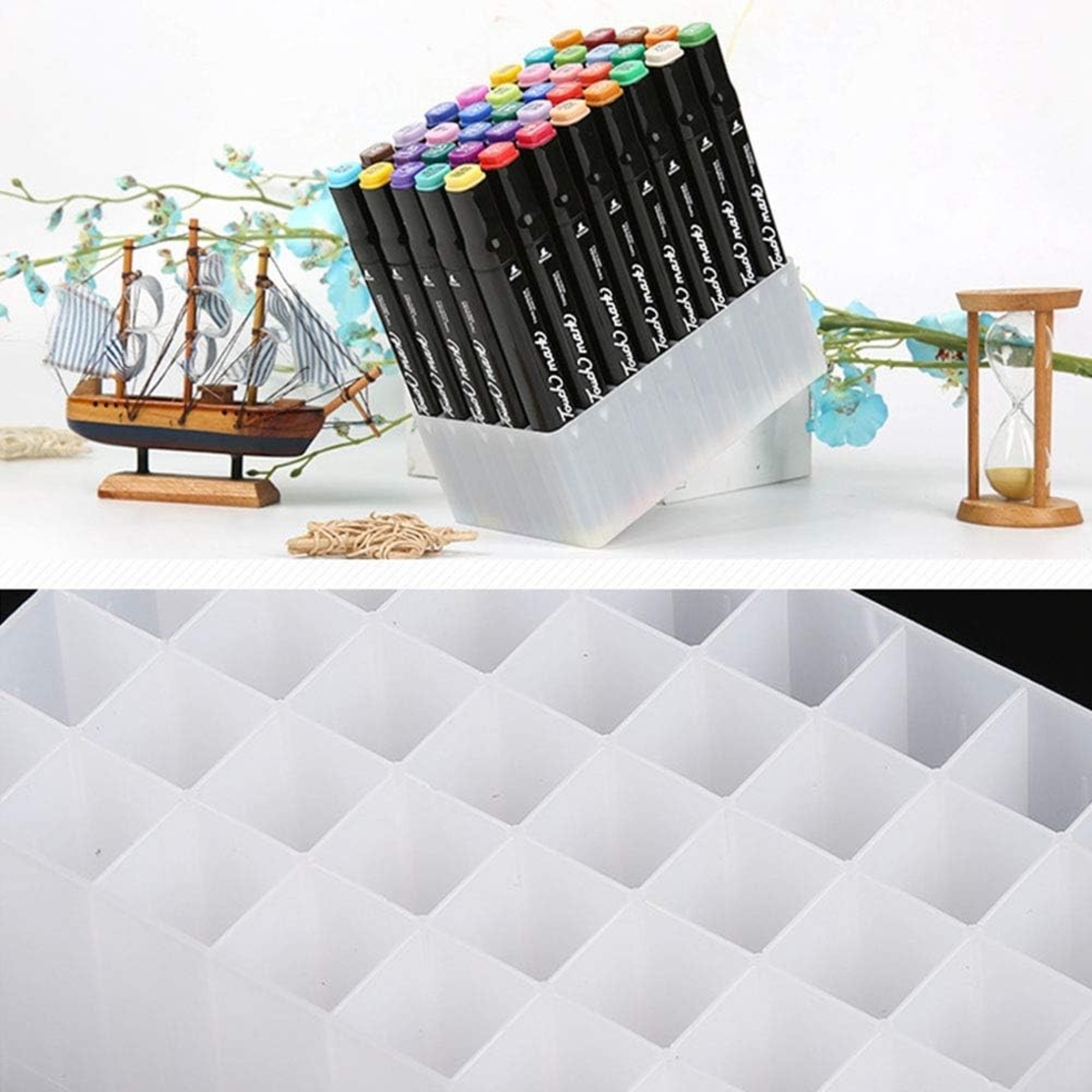 Suport De Depozitare, Flippy, pentru Markere, Suport Pentru Stilouri, Cutie De Depozitare pentru Birou, Multi-Functionala, 60 Spatii, Alb/Negru