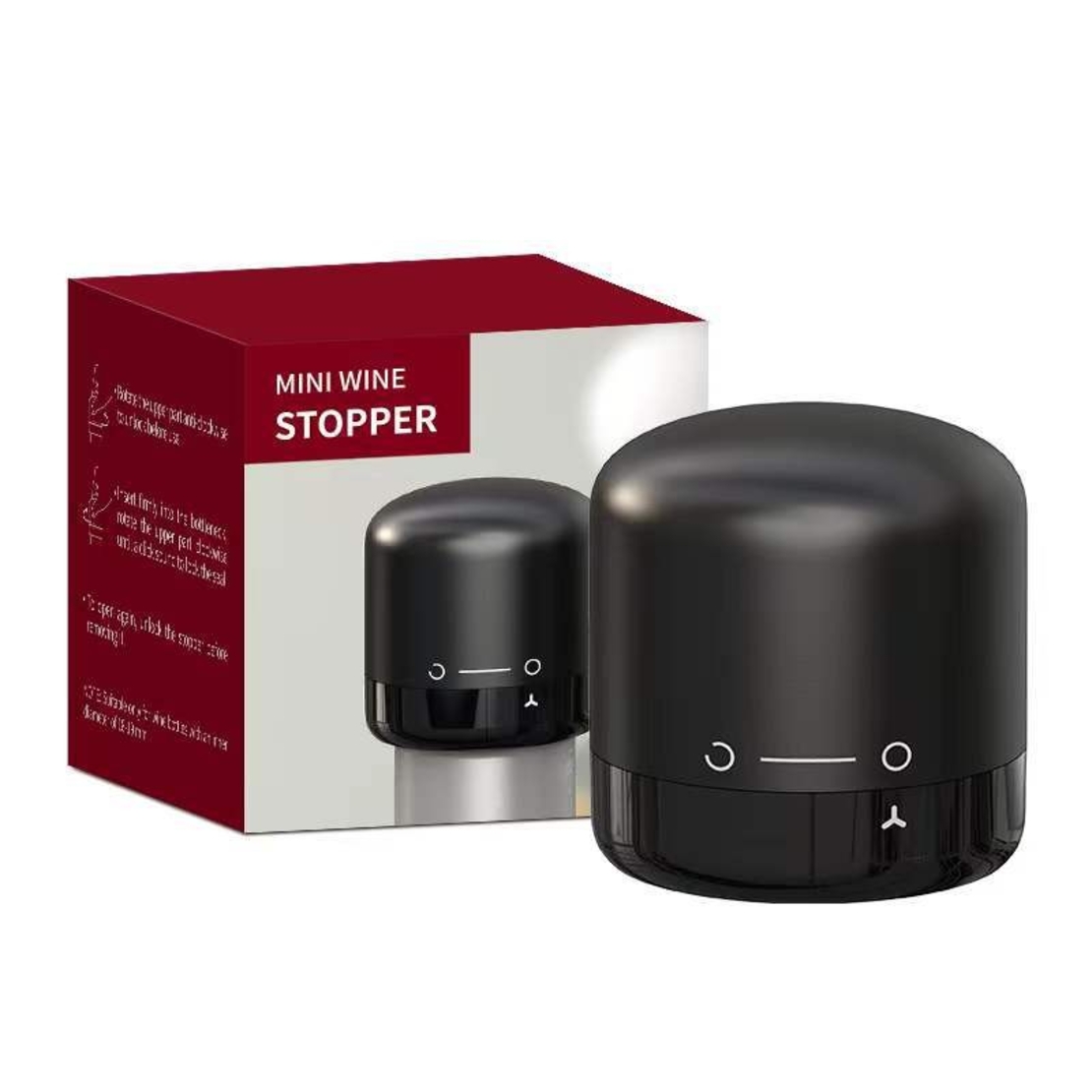 Capac de Etansare a Sticlei de Vin, Flippy, Rotativ, On-Off, Silicon, Reutilizabil, Usor de Depozitat si Folosit, 3.8 x 3.8 x 3.8 cm, Negru