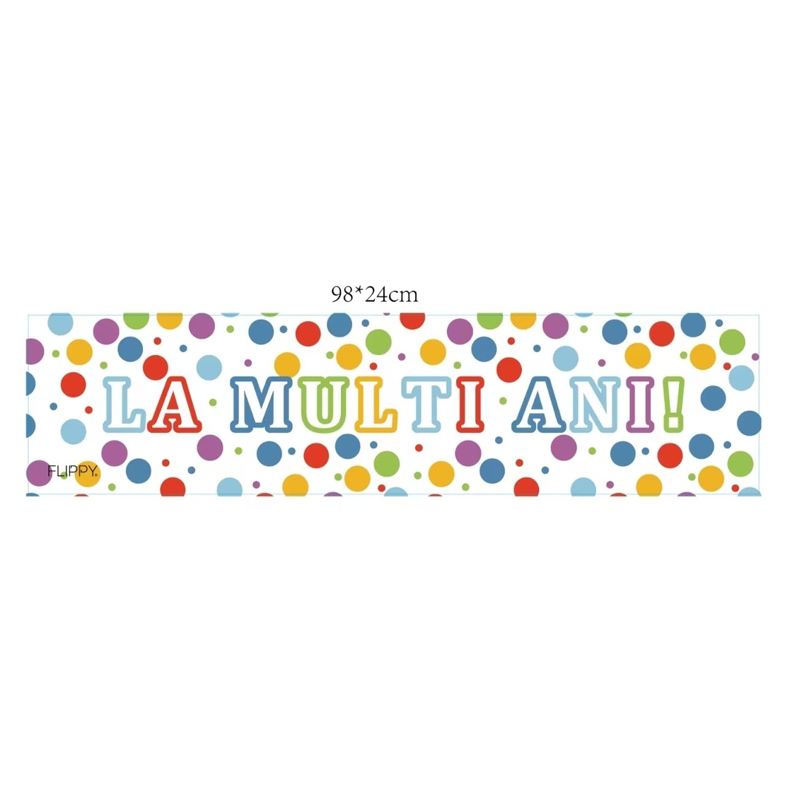 Banner Aniversar, Flippy, Colectie LA MULTI ANI, 98 x 24 cm, Multicolor