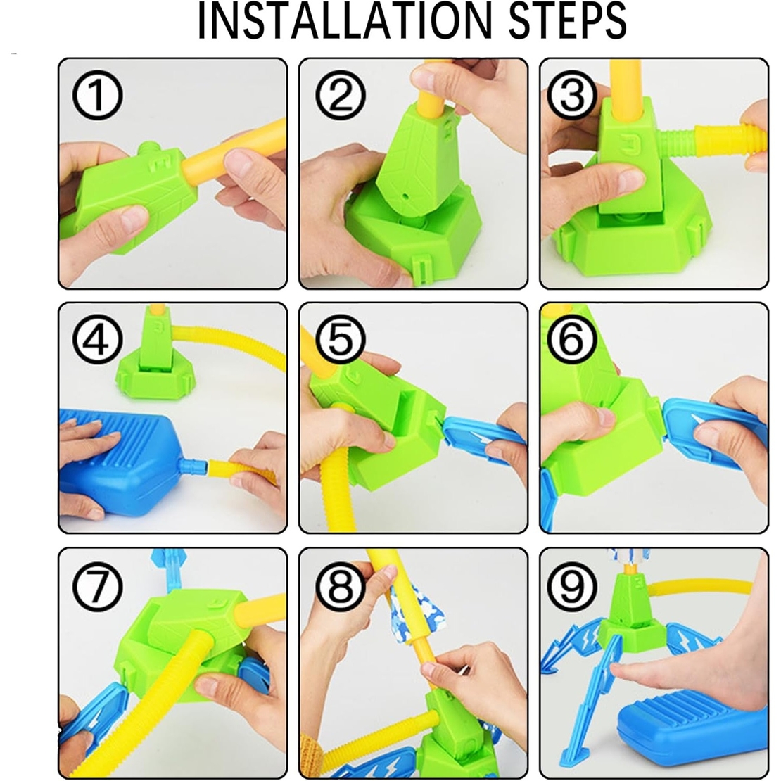 Jucarie pentru Copii, Flippy, Lansator de Rachete cu Piciorul, un Singur Lansator, 3 Rachete cu Lumini, 40.5 cm Inaltime, Multicolor