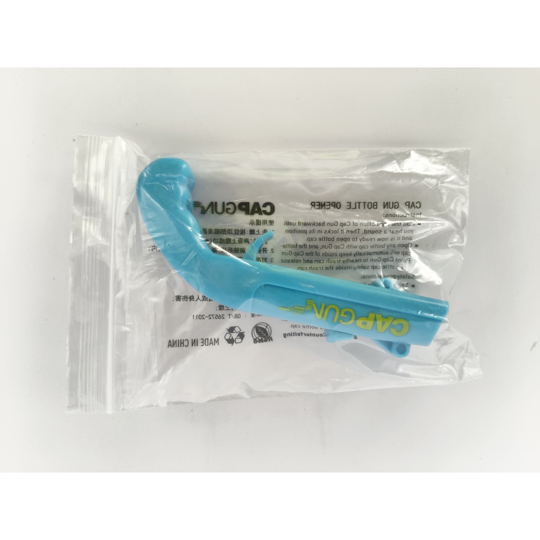 Deschizator de sticle, Flippy, Model Pistol, Plastic, ABS, pentru Dopuri Metalice, 13 x 6 x 3.7 cm, Albastru