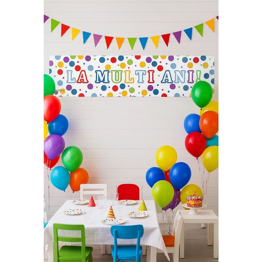 Banner Aniversar, Flippy, Colectie LA MULTI ANI, 98 x 24 cm, Multicolor