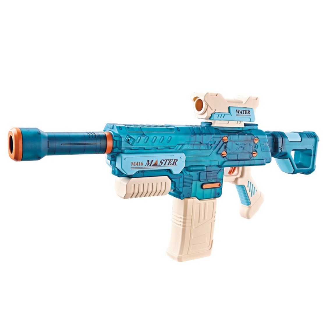 Pistol cu Apa Electric, Flippy, +6 Ani, Rezervor 500 ml, Incarcare USB, din Plastic, 69 x 5.5 x 30 cm, Albastru