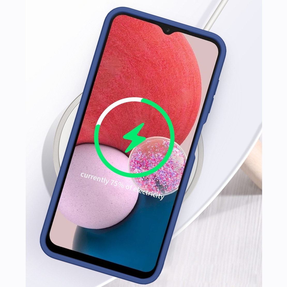 Husa Armor Design cu Stand pentru Samsung A13 4G, Albastru/Verde, Suport Auto Magnetic, Wireless Charge, Protectie Antisoc, Flippy