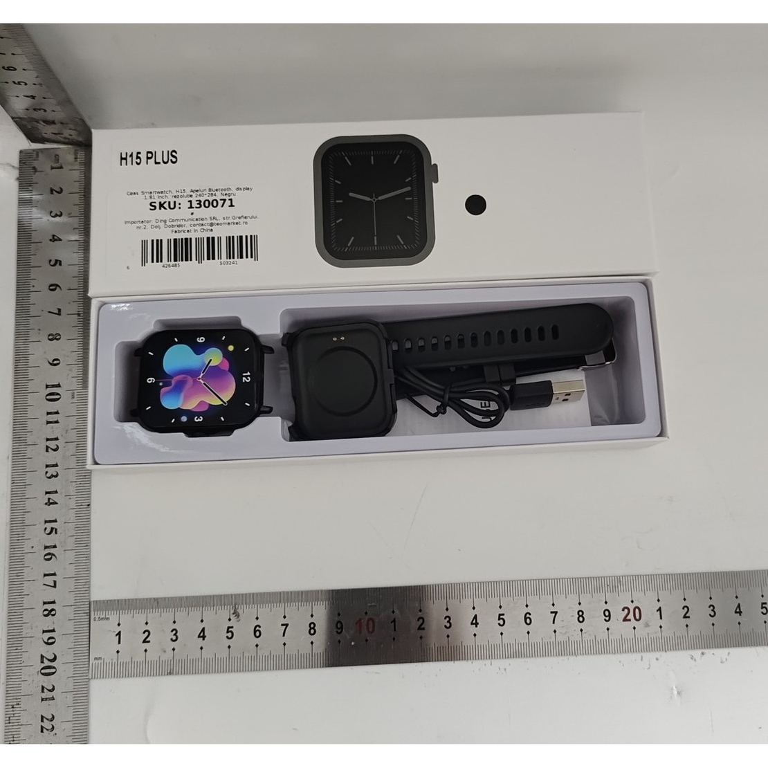 Ceas Smartwatch, Flippy, Editia H15, Apeluri Bluetooth, Afisaj 1.81 inch, Rezolutie 240 x 284, Puls, Siri, Baterie 180 mAh, Negru