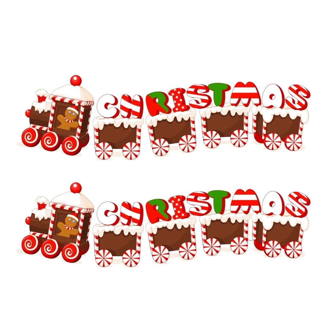 Decoratiune de Craciun, Flippy, pentru Gradina, Tip Trenulet, 5 Figurine + Bete de Infipt in Pamant, din Plastic, Impermeabil, Model Tren Christmas, Multicolor