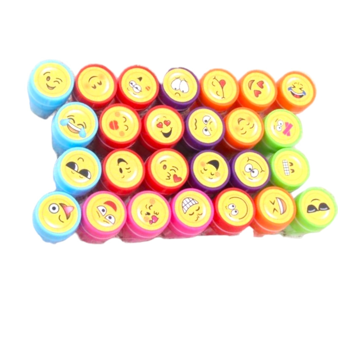 Set 26 Stampile, Flippy, pentru Copii 4-6 Ani, Model Fete Zambitoare Emoji, 20 x 10 x 2 cm, Multicolor