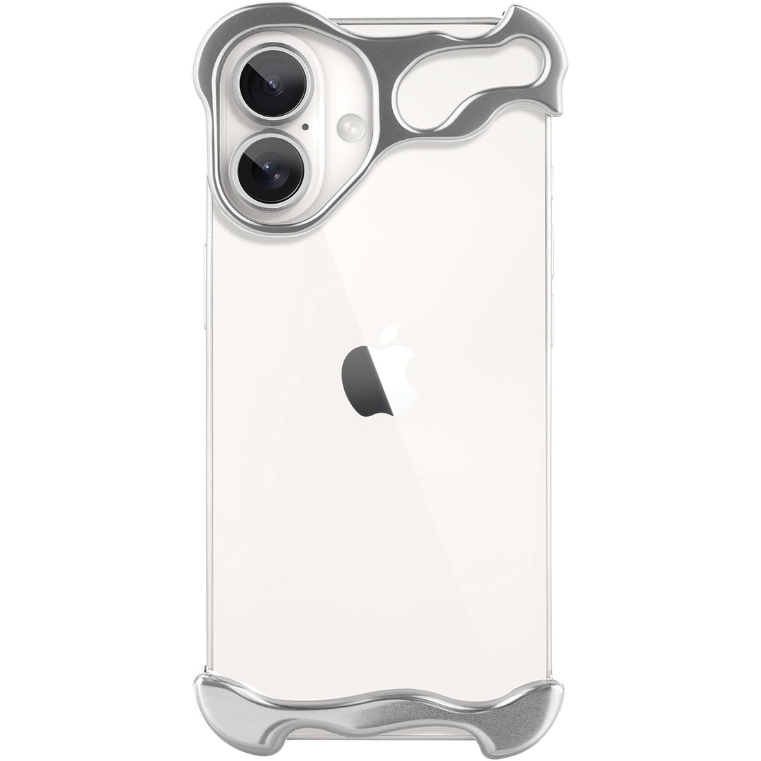 Husa Metalica Compatibila cu iPhone 16 Plus, Flippy, Protectie pentru Colturile Telefonului si Camera, Aliaj, Antisoc, Antizgariere, Argintiu
