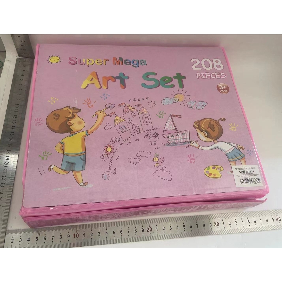 Set 208 Piese, Complet pentru Pictura si Desen, Flippy, Tip Servieta, 3-12 Ani, 32 x 27 x 5 cm, Roz