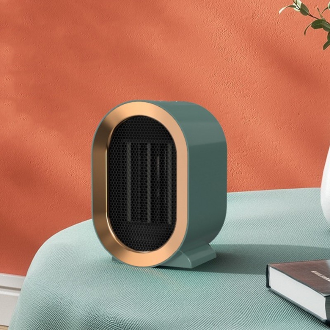Radiator mini Incalzitor, Flippy, Element de Incalzire PTC, Putere 1200 W, Radiator cu termostat reglabil, 19.5 x 12.5 x 12.5 cm, 800 g, Verde