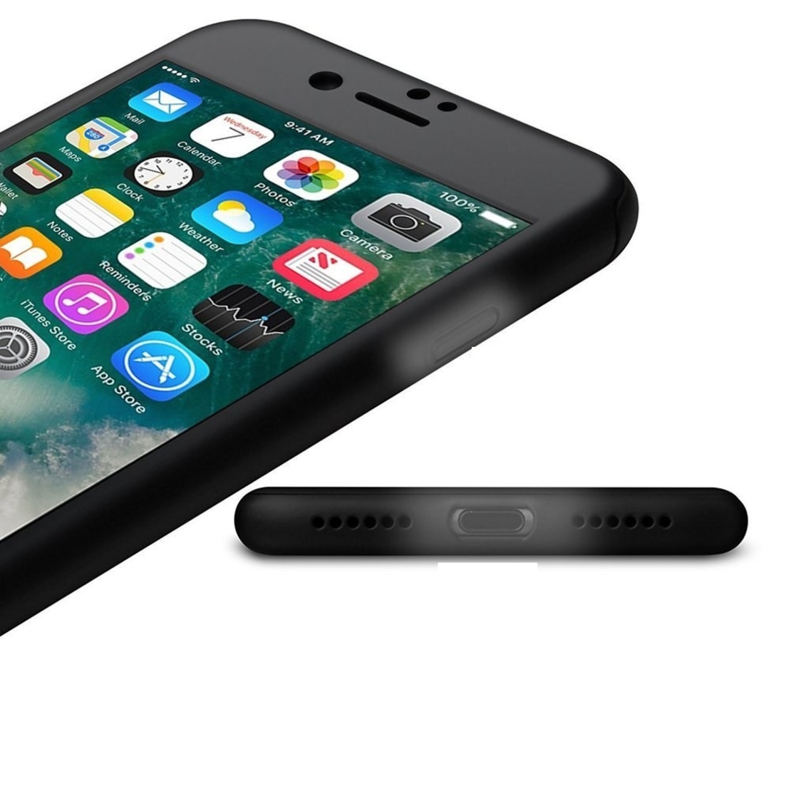 Husa Apple iPhone 8 Plus IPAKY Full Cover 360 Negru + Folie Cadou