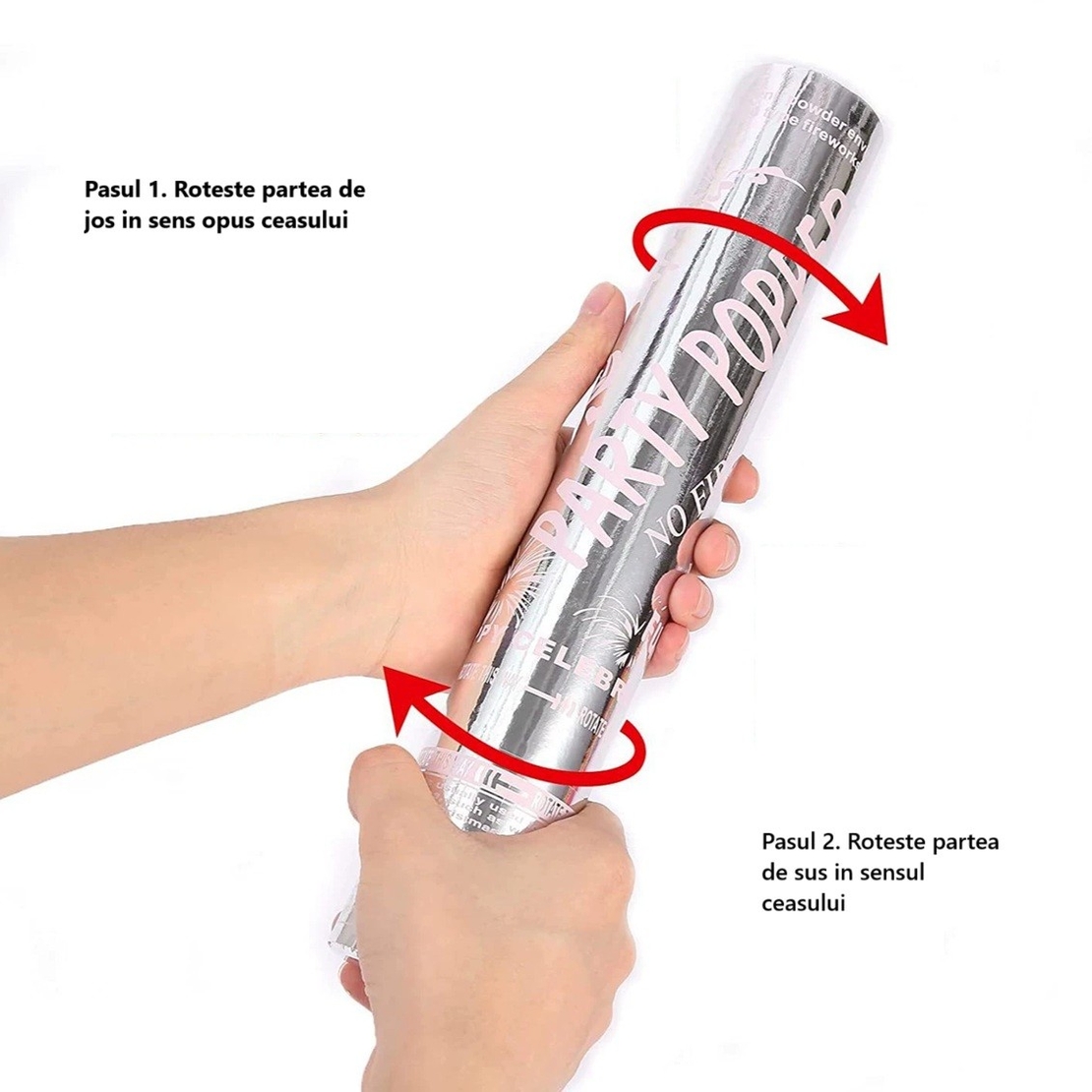 Tun Confetti Petrecere, Flippy, Lungime 30 cm, Argintiu