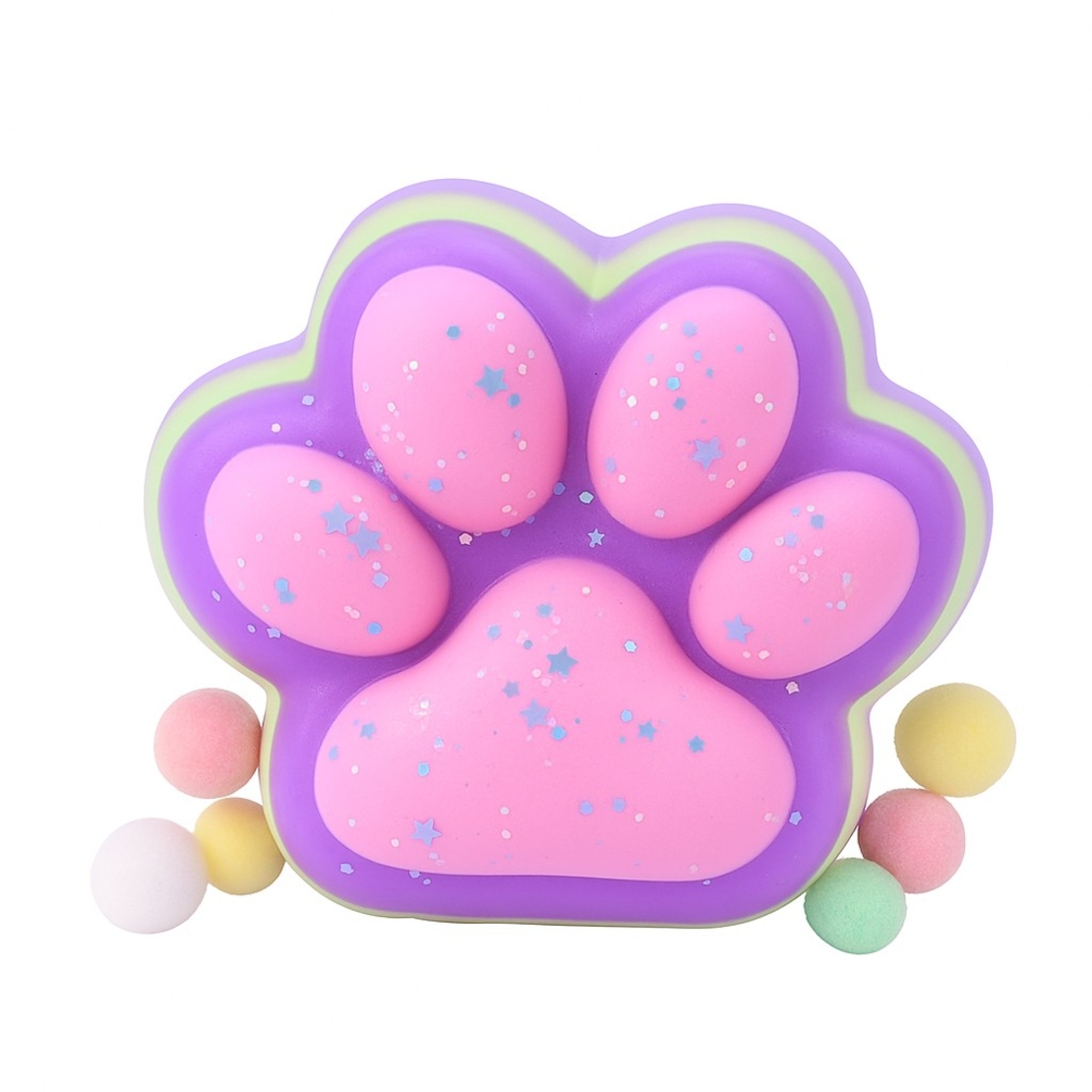 Jucarie Antistres Squishy, Flippy, Revenire Lenta, Model Labuta de Pisica, Squishy, BIG 12.5 x 10.5 cm, 220 g, Model 23, Multicolor Mov Roz