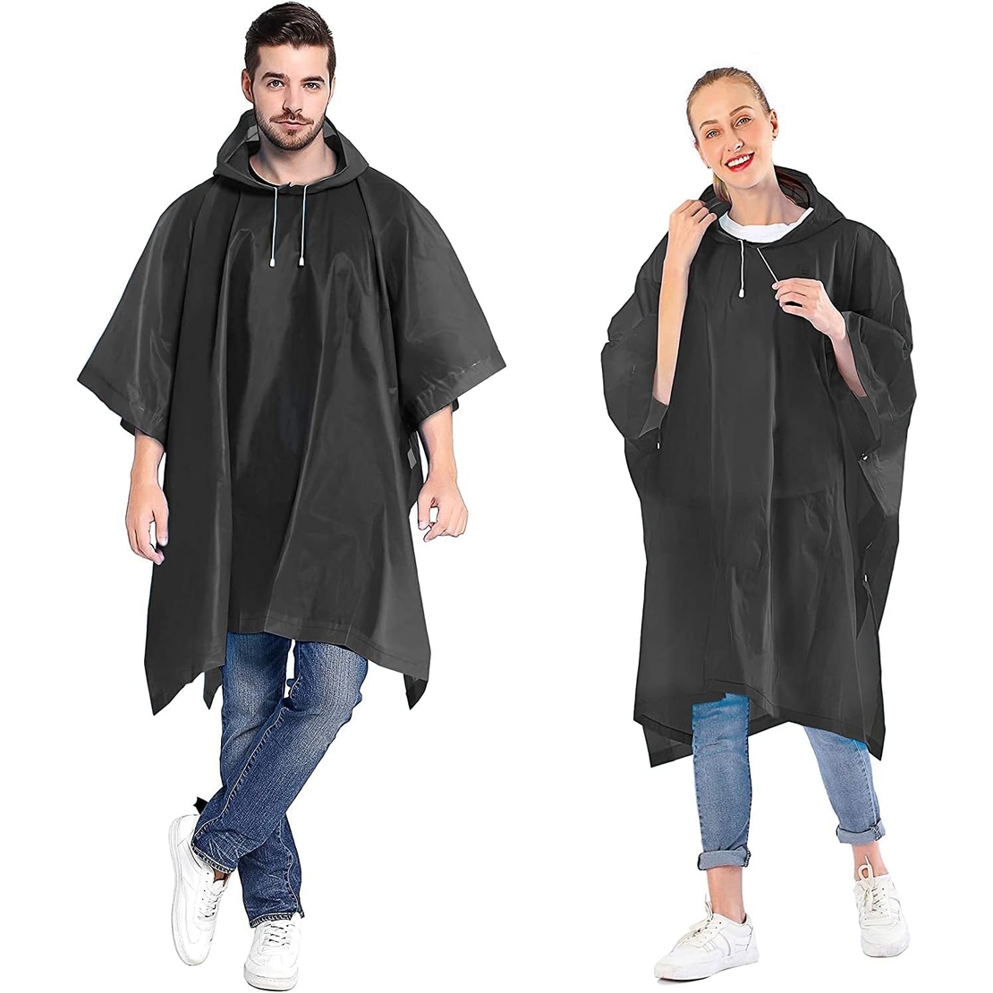 Pelerina de Ploaie, Flippy, pentru Adulti, EVA, Tip Poncho, Impermeabila, Rezistenta la Vant, Capse Laterale, 160 g, Negru