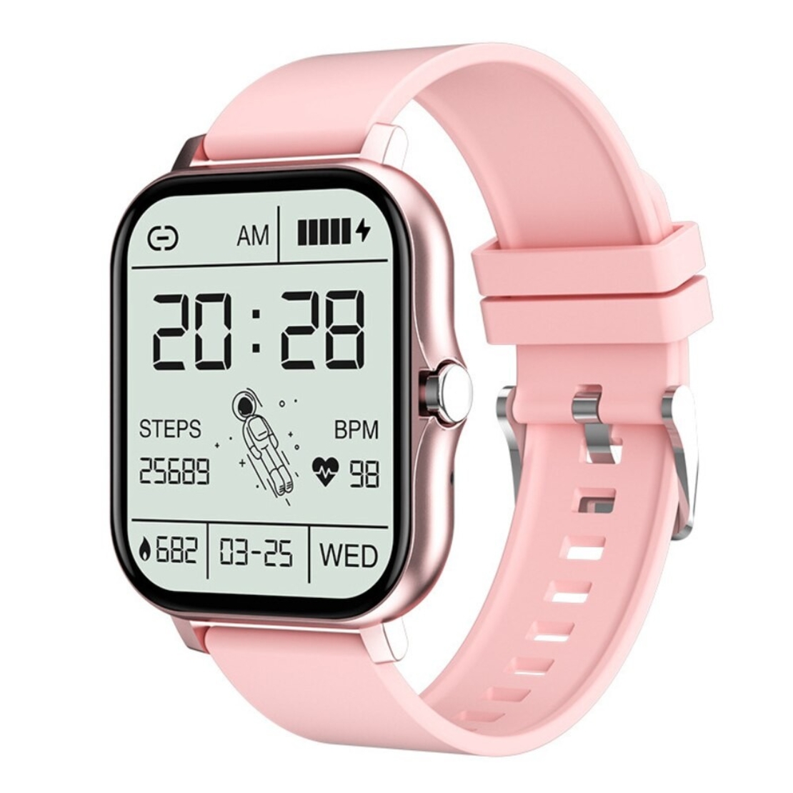 Ceas Smartwatch, Flippy, Editia H15, Apeluri Bluetooth, Afisaj 1.81 inch, Rezolutie 240 x 284, Puls, Siri, Baterie 180 mAh, Roz Auriu