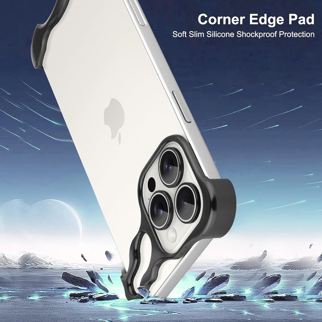 Husa Metalica Compatibila cu iPhone 16 Pro Max, Flippy, Protectie pentru Colturile Telefonului si Camera, Aliaj, Antisoc, Antizgariere, Negru