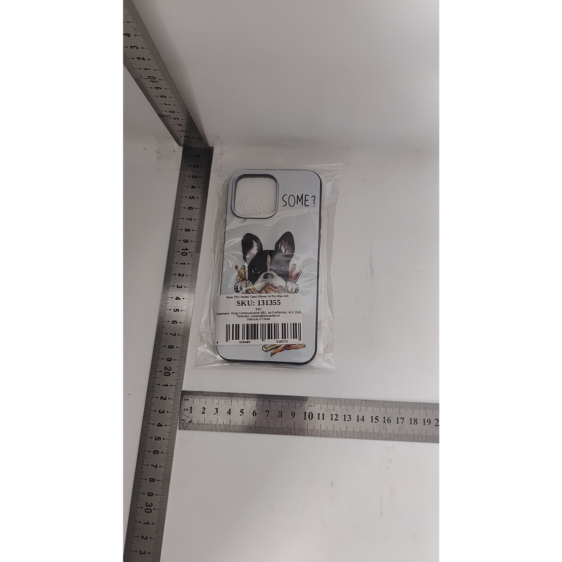 Husa de Protectie, Flippy, Husa de Protectie pentru iPhone 14 Pro Max, din TPU, Imprimeu Bulldog SOME, Alb