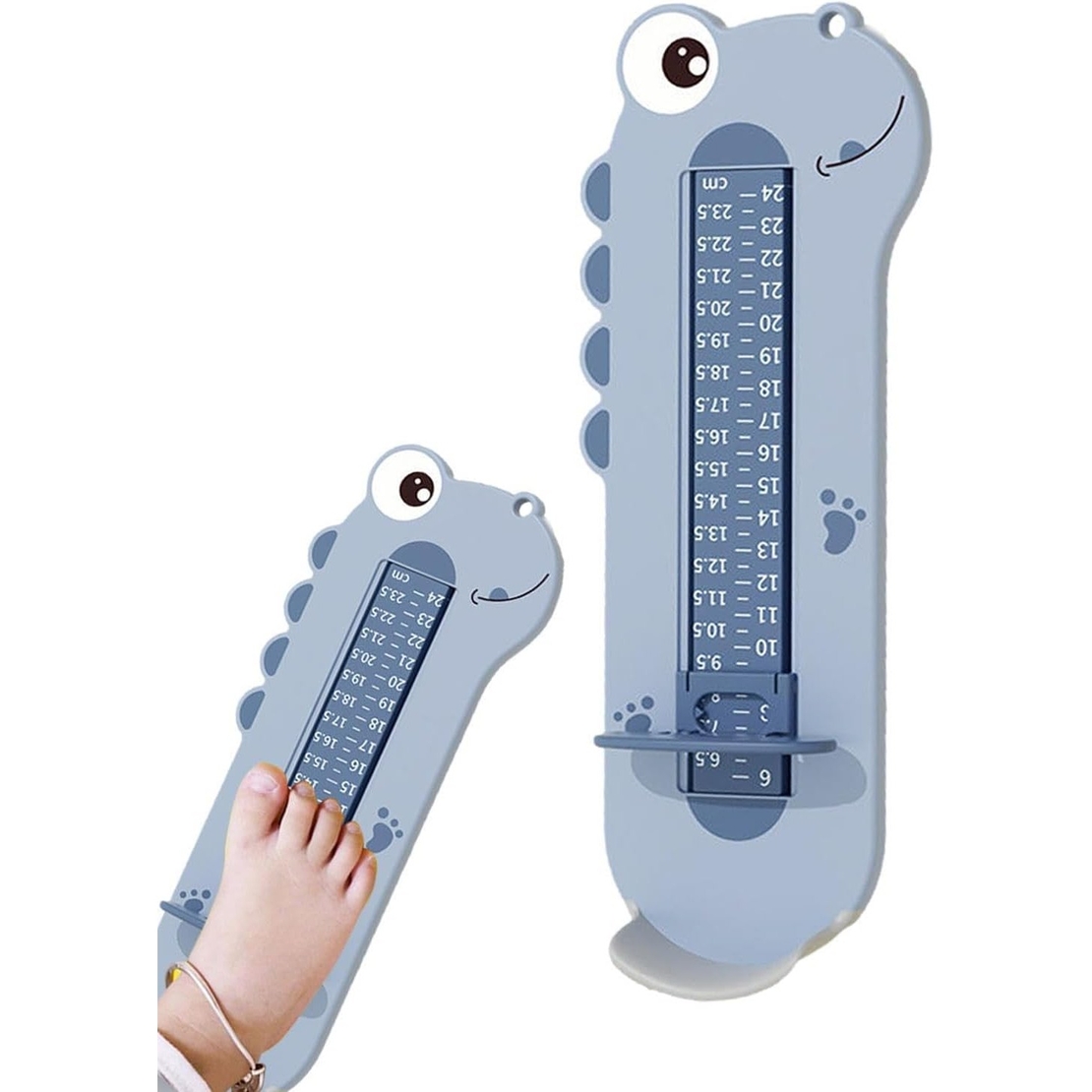 Dispozitiv de Masurat Talpa Piciorului pentru Bebelusi, Flippy, 9-24, Model Dinozaur, Albastru