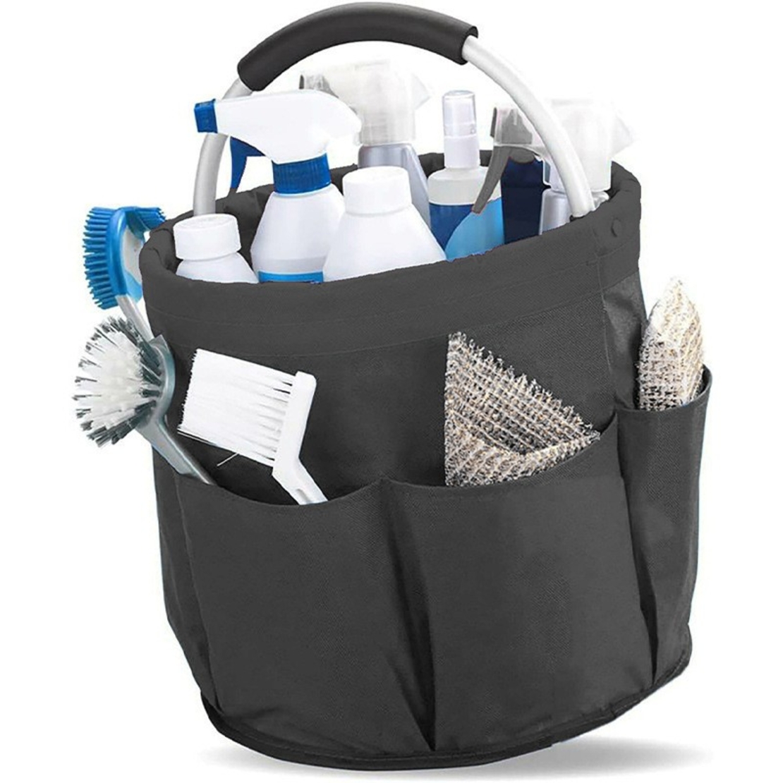 Geanta Cos pentru Scule de 17L, Flippy, Buzunare Exterioare, Cos de Picnic Portabil, Cos pentru Plaja, Cos pentru Curatenie, din Material Oxford 600 D, 28 x 28 x 28 cm, Negru
