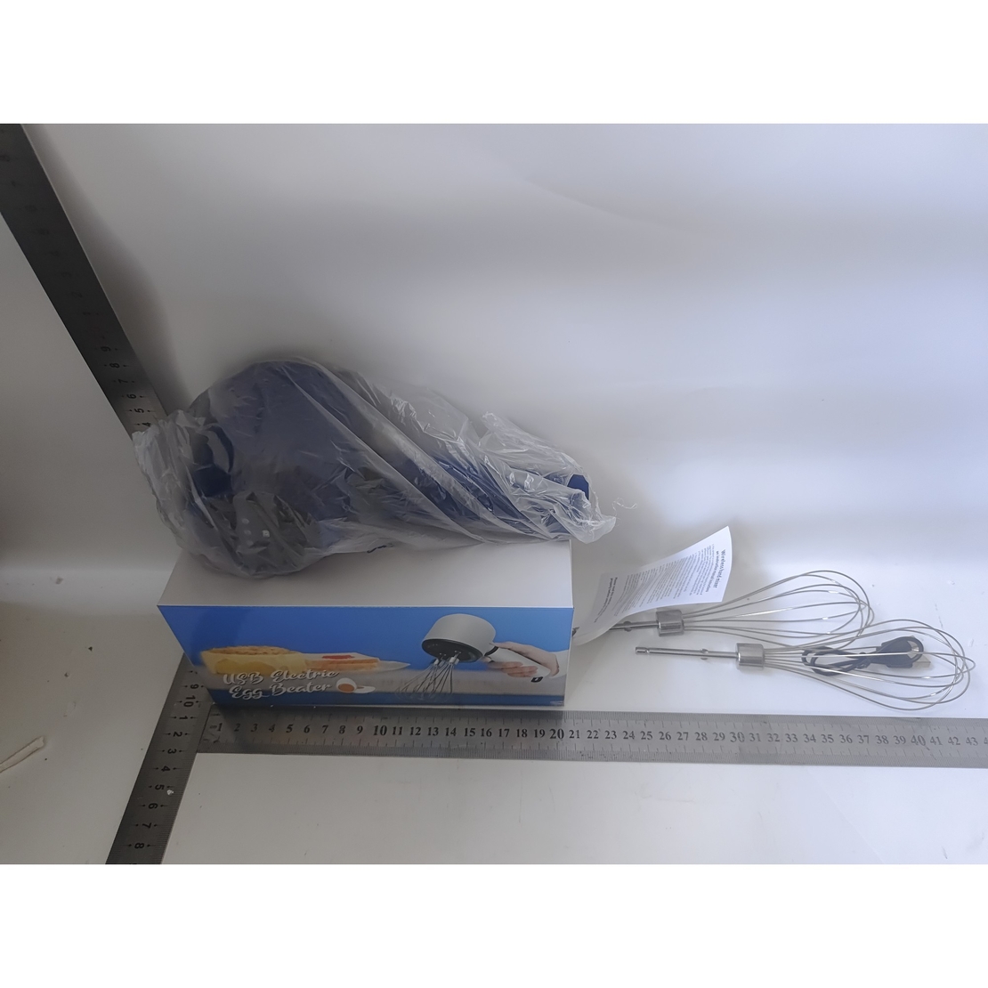 Mixer Electric fara Fir, Flippy, Mixer pentru Oua Smantana Frisca, Maner Plastic, Usor de Utilizat si Depozitat, 20 x 8.5 x 14.5 cm, Albastru Inchis