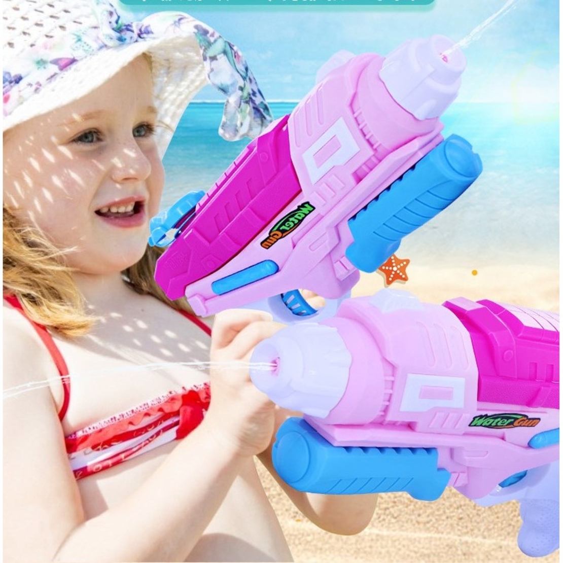 Pistol cu Apa pentru Copii, Rezervor, Pentru Piscina/Plaja, Flippy, 6ani+,  Roz, 600ML