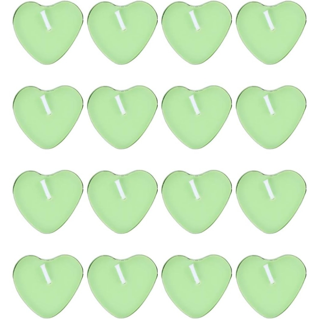 Set 9 Lumanari in Forma de Inima, Flippy, pentru Ziua Indragostitilor, Aroma de Mar, Ardere 3.5 h, din Parafina, 4 x 2 cm, Verde