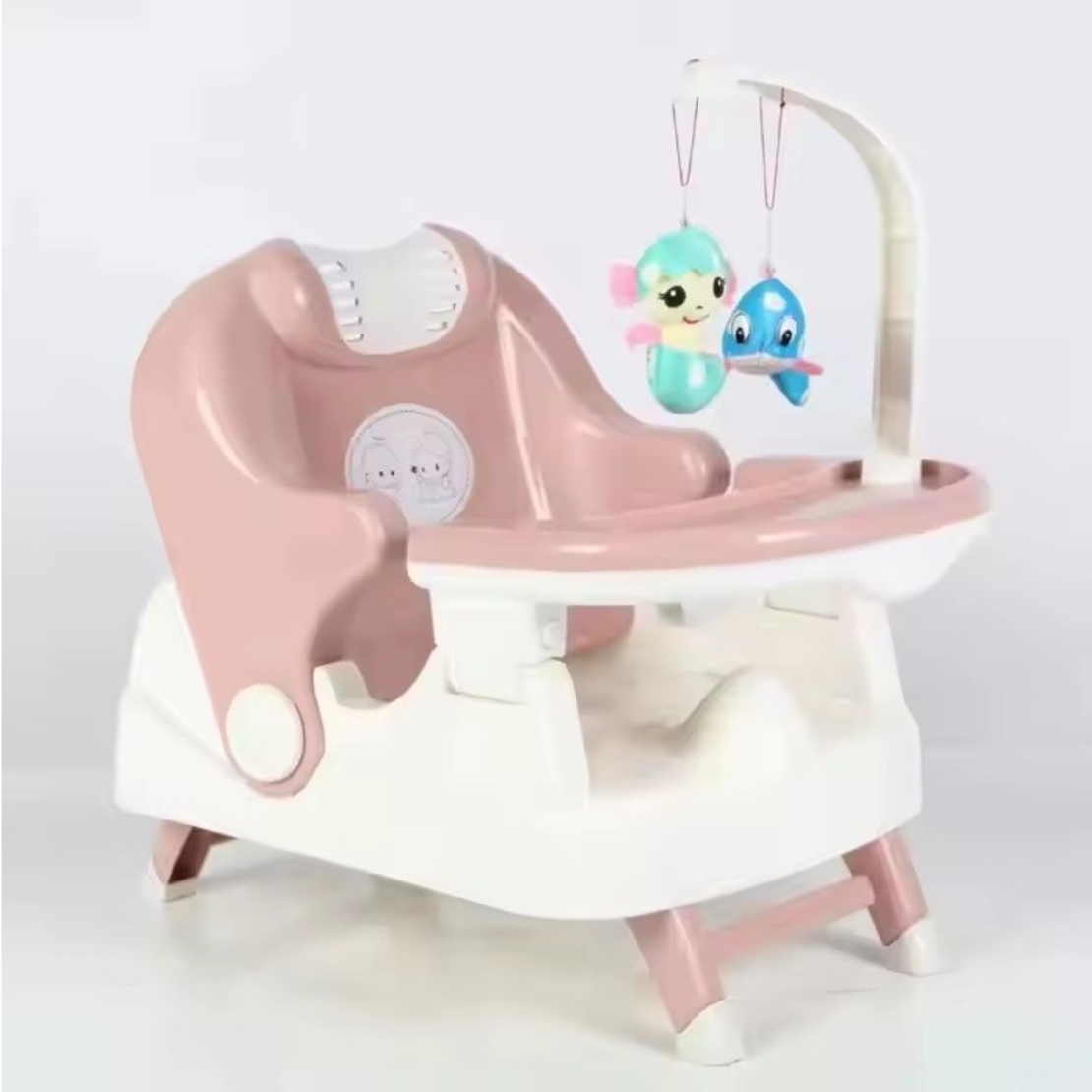 Scaun pentru Copii 2 in 1, Flippy, pentru Servit Masa si pentru Baie, Multifunctional, Pliabil, Portabil, din Plastic, Spatar Reglabil, 58 x 39 cm, Roz