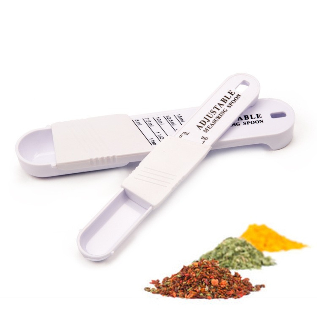 Set doua linguri masurare ajustabile Flippy, material ABS, 16x3.5x1.6 cm, alb