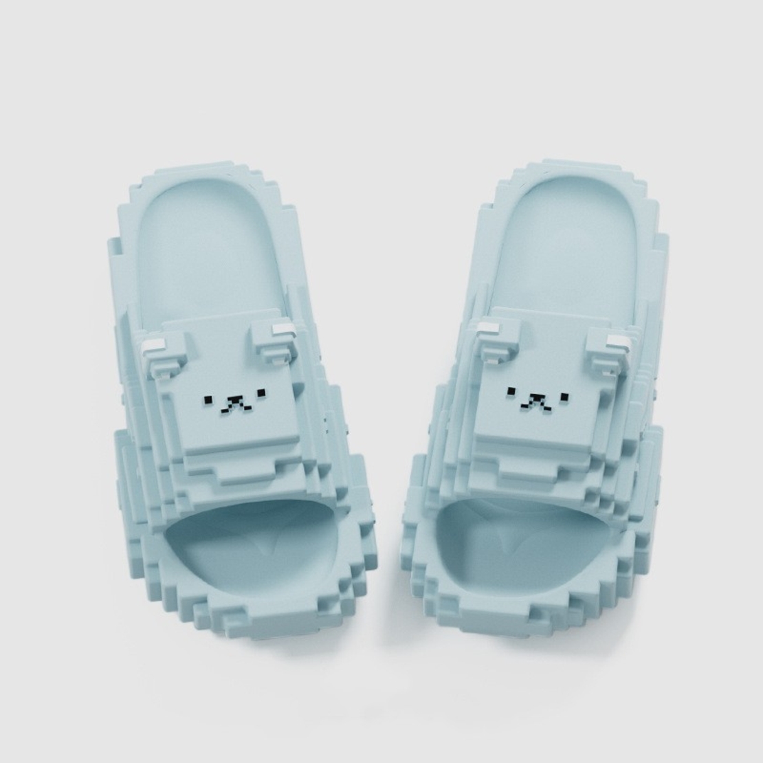 Papuci Casual pentru Adolescenti, Flippy, Model Unisex de Forma Pixel, Rezistenti Usori si Moi din Spuma EVA Antiderapanti, Marime 38-39, Albastru deschis