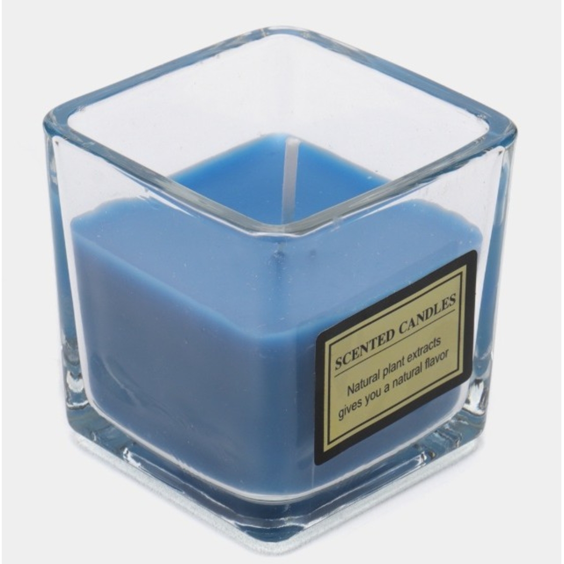 Lumanare Parfumata, Flippy, Model Pahar Transparent, cu Ulei Esential, 4.8 x 5.4 x 5.5 cm, Aroma de Frezie, Albastru
