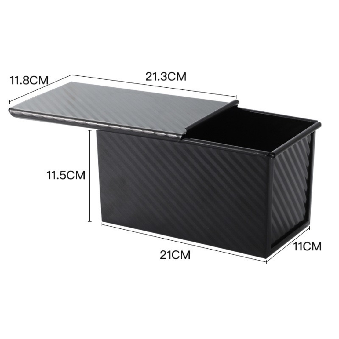 Tava pentru Paine, Flippy, din Otel Carbon, 450 g, cu Capac, Antiaderenta, 21 x 11 x 11.5 cm, Negru