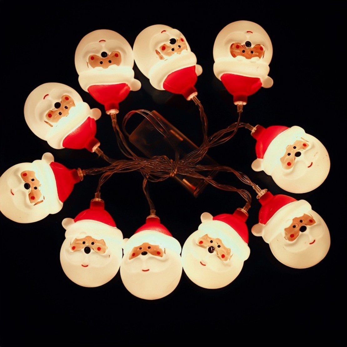 Set 10 Ornamente pentru Instalatie, Flippy, Atasare la Instalatia de Craciun, Design Festiv, Protectie Becuri Instalatie, Rezistente la Zapada, Interior/ Exterior, Model Mos Craciun