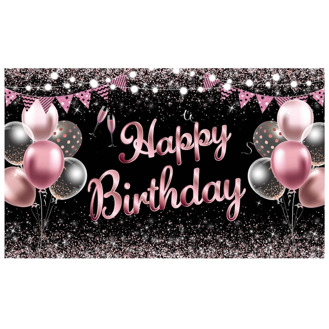 Banner Tip Fundal pentru Poze, Flippy, din Panza, 185 x 110 cm, Sfoara 6 m, Prindere in 4 Colturi, Negru/Roz