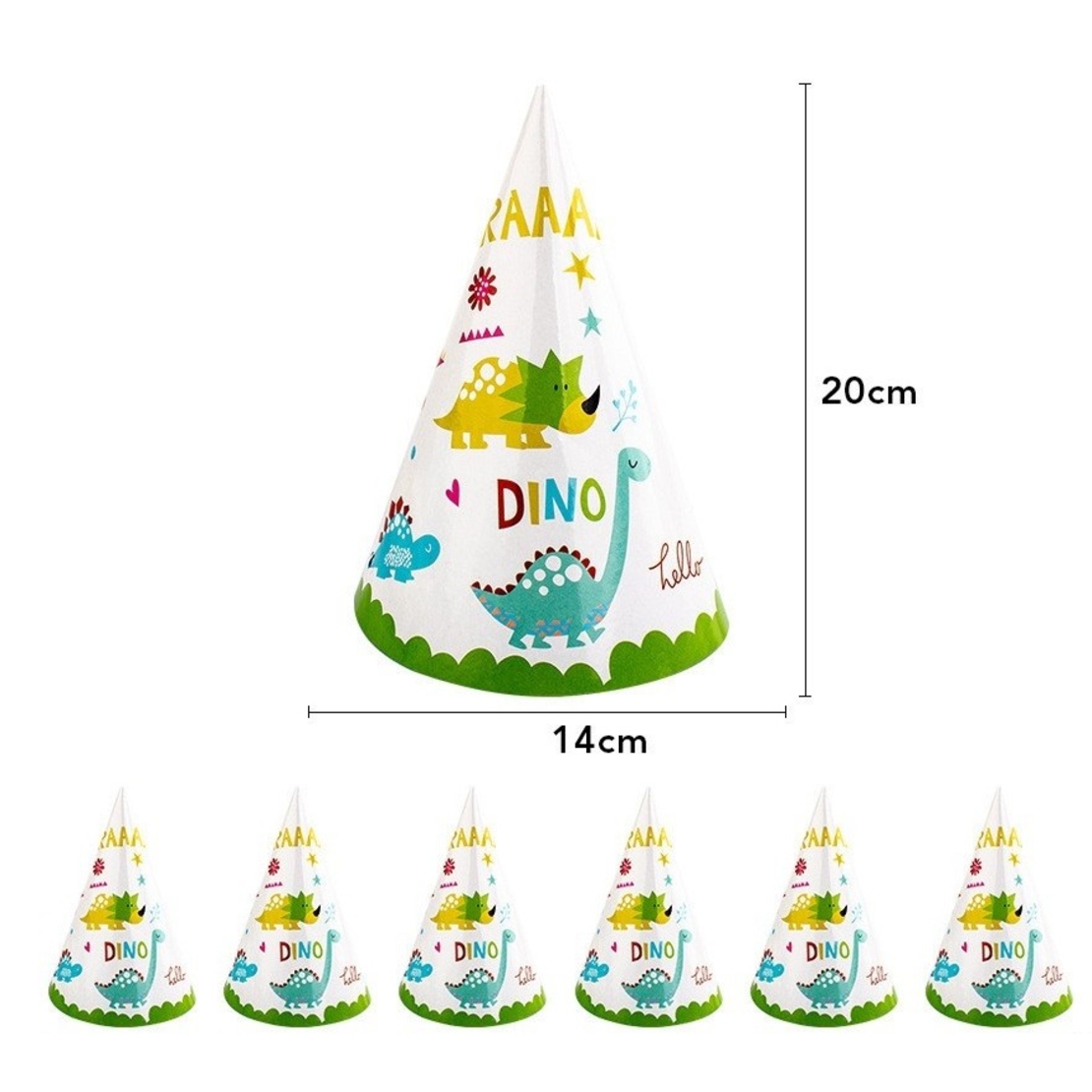 Set 6 Coifuri, Flippy, Colectia Dino Park, 20 x 14 cm, din Carton, Multicolor