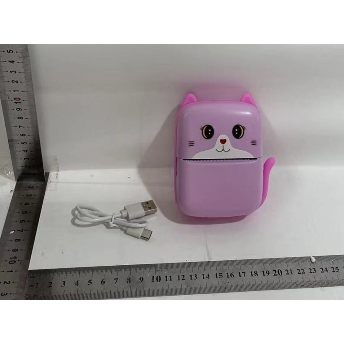 Mini Imprimanta Foto Portabila, Flippy, Incarcare USB, Bluetooth, Model Pisicuta, Print Alb-Negru, Roz