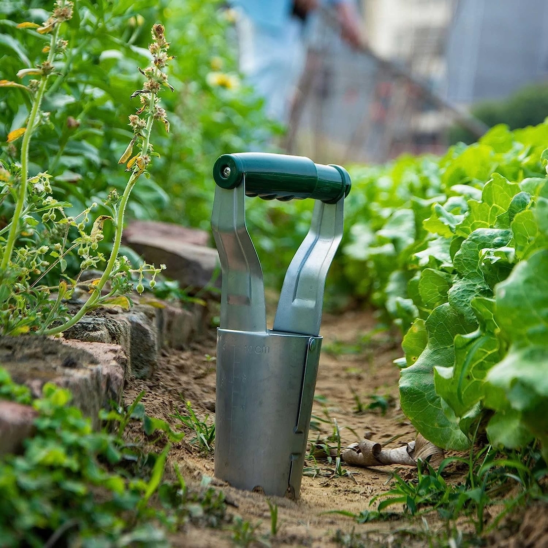 Transplantator Agricol Cilindric, Flippy, din Otel si Plastic, 6 cm Diametru, cu Maner Flexibil, 23 x 6 x 13 cm, Verde