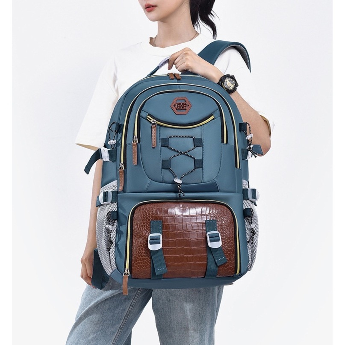 Rucsac Multifunctional pentru Calatorie, Flippy, pentru Alpinism, Voiaj, Drumetii, din Panza Oxford, 34x16x52 cm, Albastru Marin