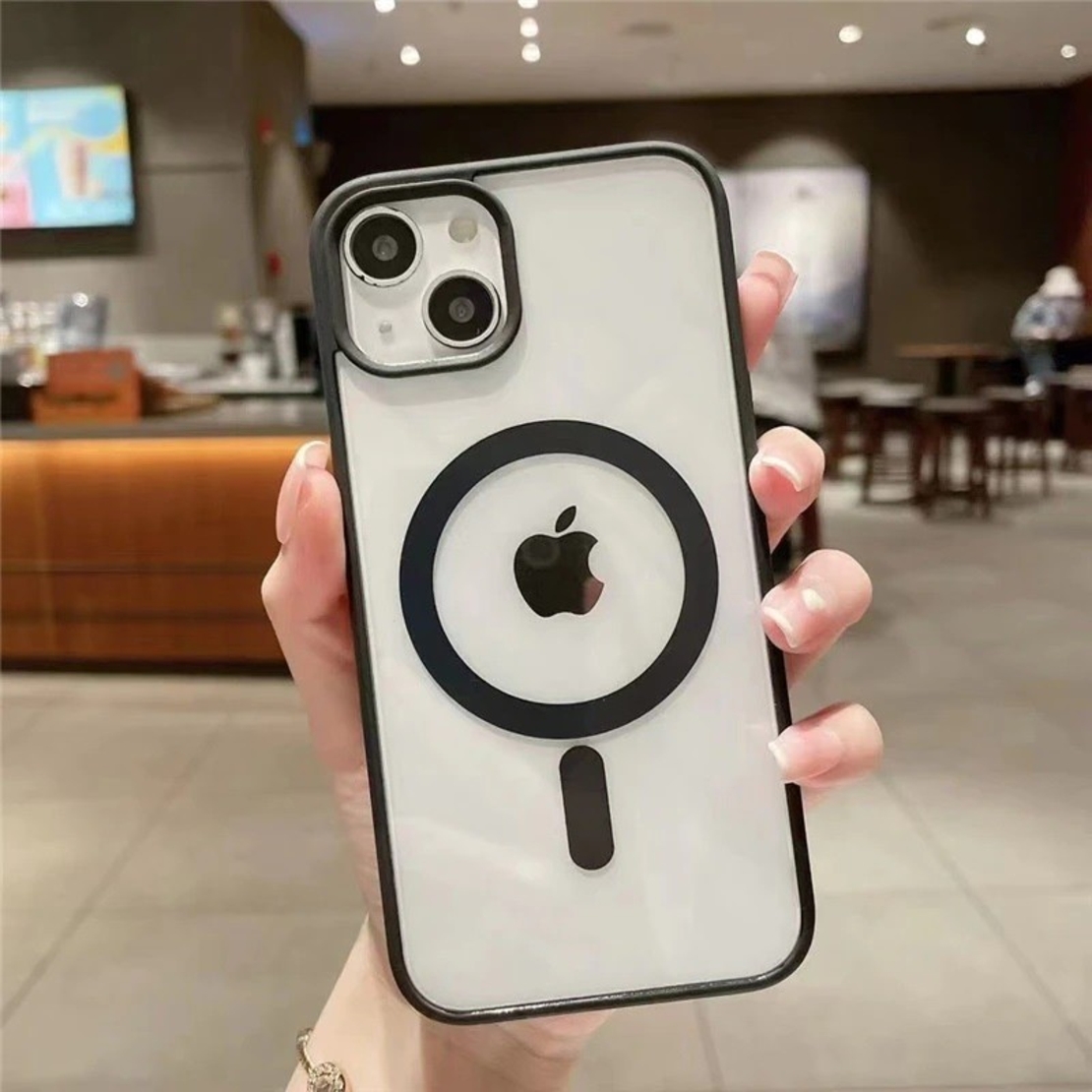 Husa MagSafe pentru Apple iPhone 11, Full Cover, Frosted Acrylic Color Big Hole, Magnetica, Incarcare Wireless, Flippy, Negru