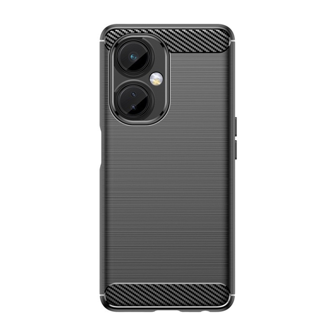 Husa Protectie pentru OnePlus Nord CE3 Lite, Flippy, din Silicon TPU Moale, Textura Periat, Anti Cadere, cu Element Carbon, Negru