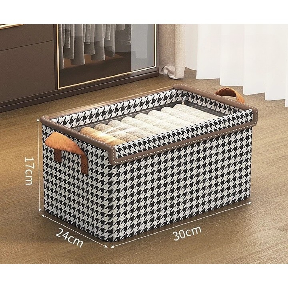 Cutie Depozitare, Flippy, Capac Transparent, Model In Carouri, Model Mic, Maro