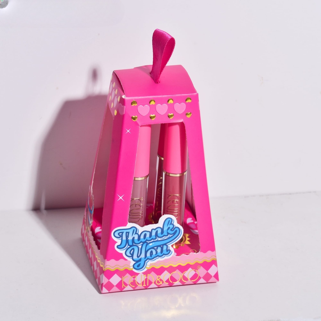 Set de Buze, KEVIN & COCO, Cloud Bubble, 4 Lip Gloss-uri,  15.1 x 8.1 x 2 cm, Roz/Nude