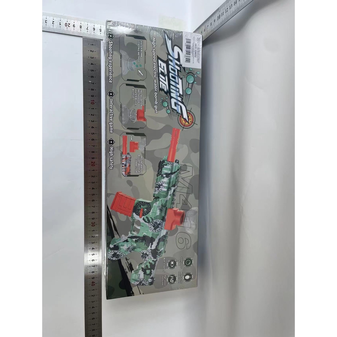 Mitraliera de jucarie electrica Flippy cu bile de hidrogen de gel, gun bluster, tragere in rafala, varsta peste 6 ani, ochelari de protectie, 5000 de bile incluse, cablu de incarcare, 27x37 cm, M416, verde