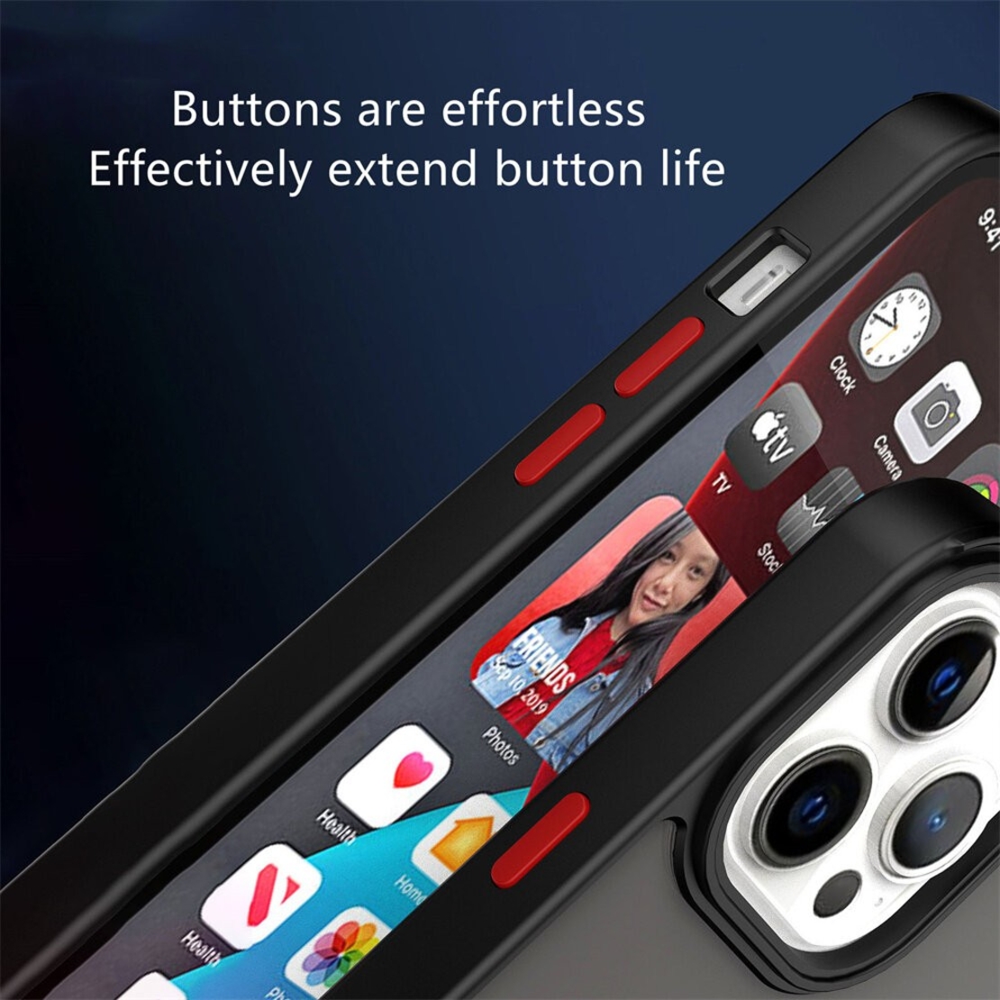 Husa Anti Fall Metal Bracket pentru Apple iPhone 13 Pro, Rezistenta la socuri, Margini colorate, Cu inel de prindere magnetic, Flippy, Negru