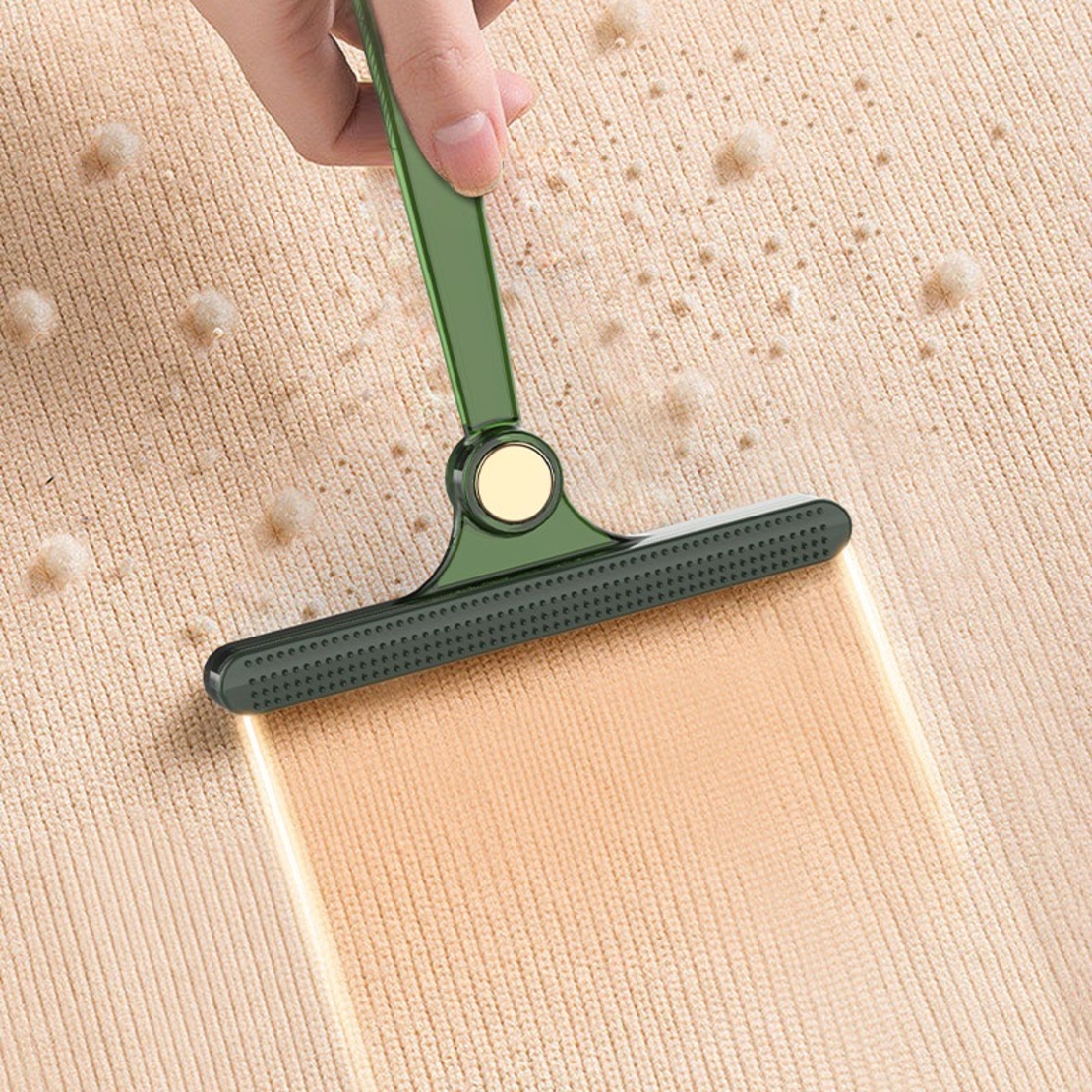 Perie de Indepartare a Scamelor, Flippy, pentru Haine si Par de Animale, cu Doua Fete, Manual, Multifunctional, 12x14.5 cm, Accesoriu pentru Casa, Verde