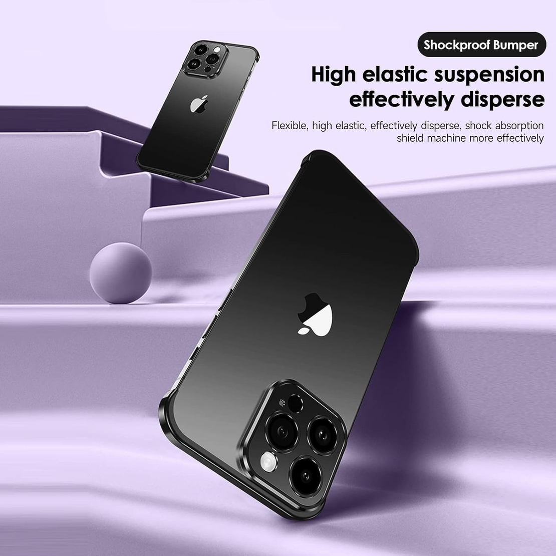 Husa Metalica Edgeless Compatibila cu iPhone 16 Plus, Flippy, Protectie pentru Colturi si Camera, Aliaj Aluminiu, Antisoc, Antizgariere, Negru
